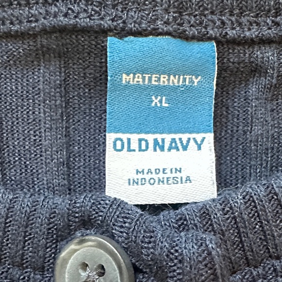 Old Navy women's XL maternity fitted rib-knit navy midi Henley dress cap Sleeves - Picture 4 of 8